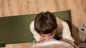 Very young petite girl sucks big strong cock