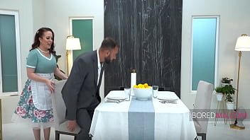 Curvy wife takes care of her busy husbands every need without complaining