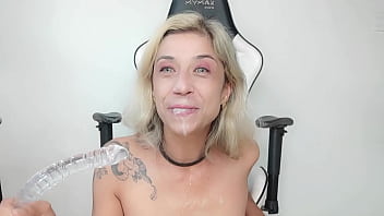 Fucking and fisting my pussy and my mouth with a double dildo