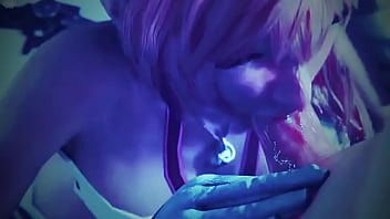 Beautiful pink girl carelessly takes in her mouth