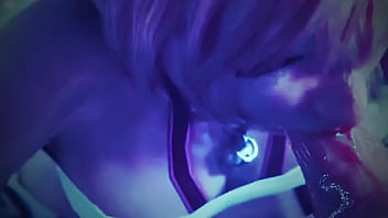 Beautiful pink girl carelessly takes in her mouth