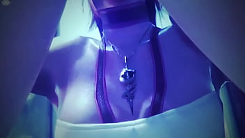 Beautiful pink girl carelessly takes in her mouth