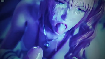 Beautiful pink girl carelessly takes in her mouth