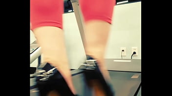 Stiletto high heels public gym treadmill walking in pleasers tall shiny black stripper shoes workout yoga pants exercise cardio kyra hellfire