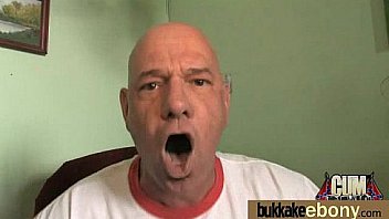 Ebony in a huge bukkake 7
