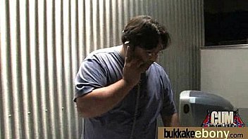 Ebony in a huge bukkake 7