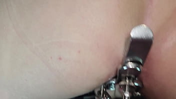 Blonde babe spreading her pussy for massive cumshot