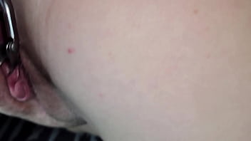 Blonde babe spreading her pussy for massive cumshot