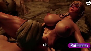 Cute girl in fantasy scene 3d animation