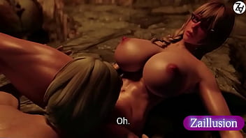 Cute girl in fantasy scene 3d animation