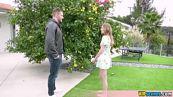 Petite teen shocked by the size of her new bfs cock