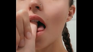 Naughty blonde teases and act like she has a dick in her mouth