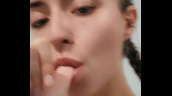 Naughty blonde teases and act like she has a dick in her mouth