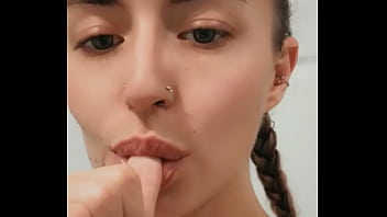 Naughty blonde teases and act like she has a dick in her mouth