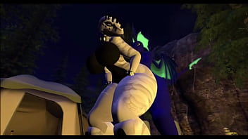 Dragon fucks a wild dino at campsite