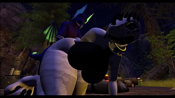Dragon fucks a wild dino at campsite