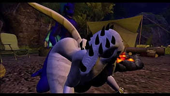Dragon fucks a wild dino at campsite