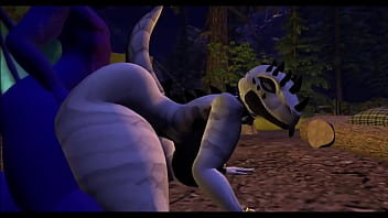 Dragon fucks a wild dino at campsite