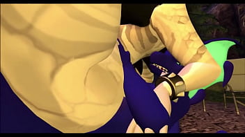 Dragon fucks a wild dino at campsite