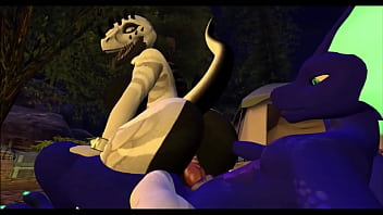Dragon fucks a wild dino at campsite