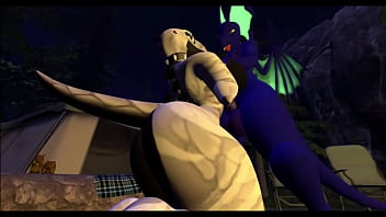 Dragon fucks a wild dino at campsite