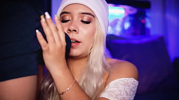 Blonde with an angelic face is an expert in seducing cocks and making them hard