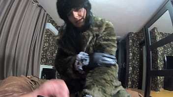 Milfycalla deep blow job and cum play while wearing a hot green fur coat leather gloves and long boots 213 preview