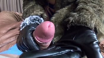 Milfycalla deep blow job and cum play while wearing a hot green fur coat leather gloves and long boots 213 preview