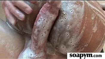 Soapy massage end with a big cumshot 25