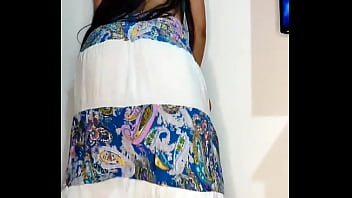 Bluee squirts on her skirt and finally pisses for you