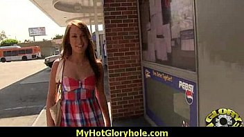 Gloryhole with a nasty wild white girl interracial 9