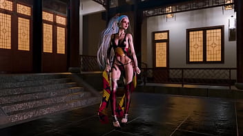 Dominant slut daki poses sensually at night in revealing chinese outfit