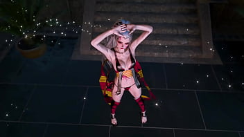 Dominant slut daki poses sensually at night in revealing chinese outfit