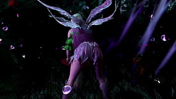 Naive pale skinned fairy gracefully posing in a elven woodland alone