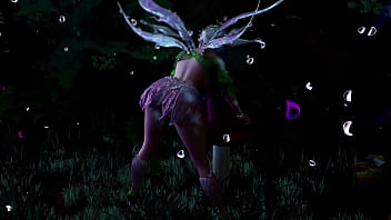 Naive pale skinned fairy gracefully posing in a elven woodland alone