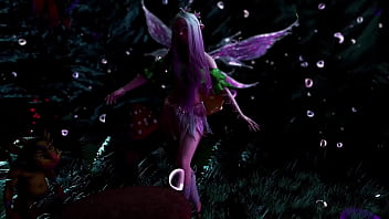 Naive pale skinned fairy gracefully posing in a elven woodland alone