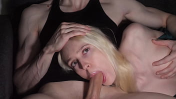 Watching tv together and using her mouth to cum