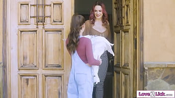 Petite flower delivery girl spencer bradley asked to pose in lingerie for a photoshoot by busty milf siri kinda turned on and gets licked