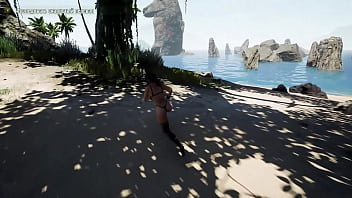 This huge statue cock fucks lara croft's virgin hole 3d animation hentai game