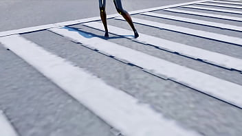 Blonde girl dancing in the street mmd shiron