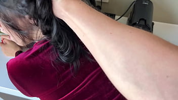 Velvet temptation by the window she waited and got it