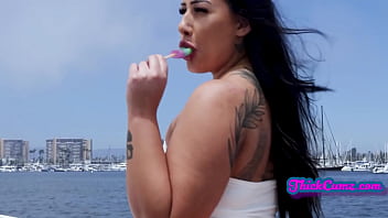 Young stud gets lucky with two thick teens after buying a boat