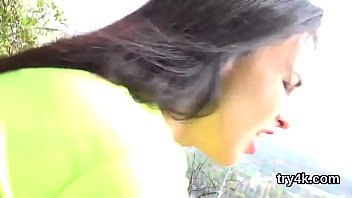 Lovesome teen gives a head in pov and gets spread nailed