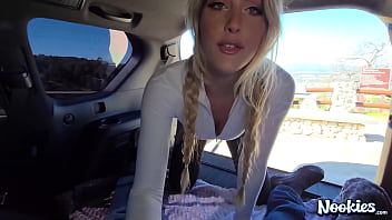 Hitchhiker threesome with two hot blondes