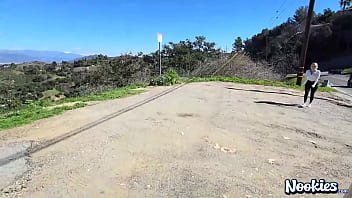 Hitchhiker threesome with two hot blondes