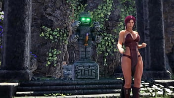 Lara croft discovered a secret statue and decided to get some healing nectar
