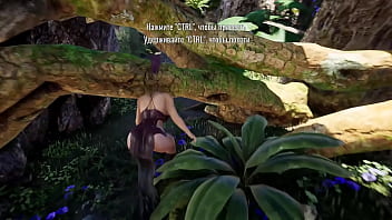 Lara croft discovered a secret statue and decided to get some healing nectar