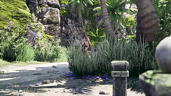 Lara croft discovered a secret statue and decided to get some healing nectar