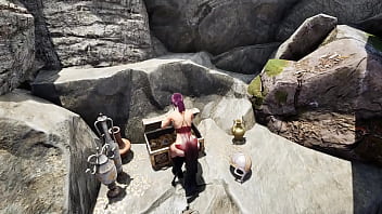 Lara croft discovered a secret statue and decided to get some healing nectar