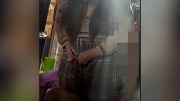 Please don't tell anyone we went out to fuck instead of going to my classes 18 year old girl give her ass in front of the mirror